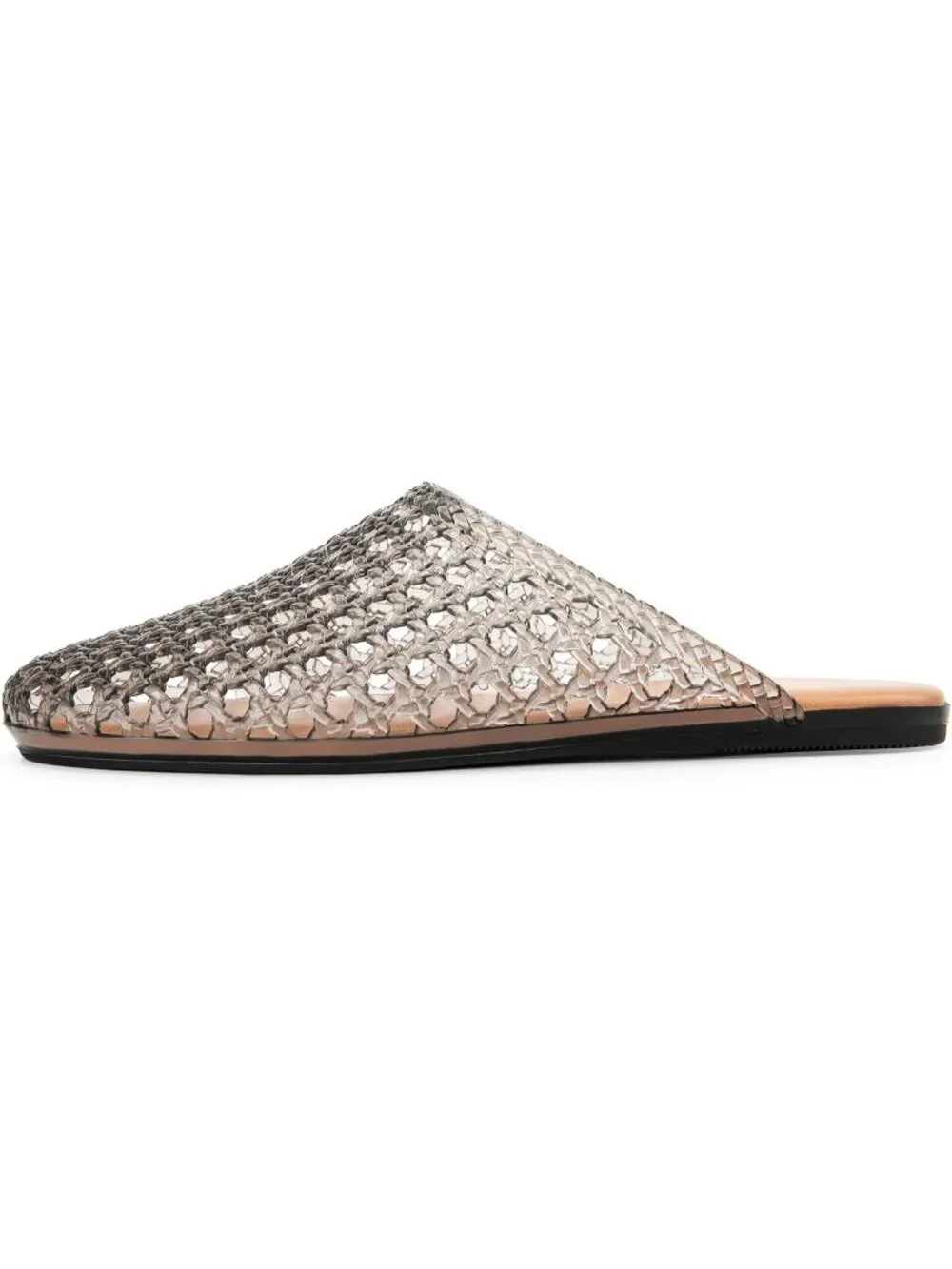 Women's Ash Gray Clear Mesh Hollow Slip On Closed Toe Jelly Casual Flat Sandals